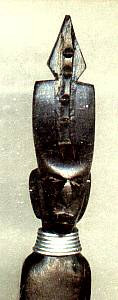 Ethnic Collectibles/Ebonized? Wood Carved Head Letter Opener/African Tribesman W/Mask&/orHeaddress