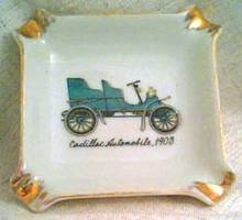 Smoking Item(s)/Ceramic AshtraySmall Square/Royal Crownark/Transfer Deco Of 1903 Cadillac Auto