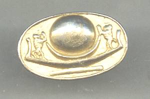 Ring/Man's/Goldtone/Egyptian Motif/Bronze?