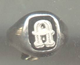 Ring/Boys/Sterling/Onyx/Initial A