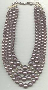 Necklace/1960's-1970's Japan 4-Strand Pearlized Rosey-Taupe Bead Choker