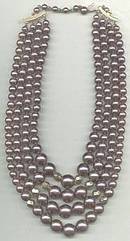 Necklace/1960's-1970's Japan 4-Strand Pearlized Rosey-Taupe Bead Choker
