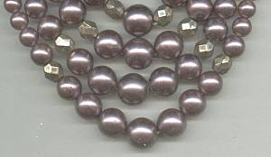 Necklace/1960's-1970's Japan 4-Strand Pearlized Rosey-Taupe Bead Choker
