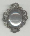 Brooch/Unsigned Ornate W/Lg. Mirroed Stone