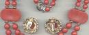 Set(s)c.1980 Red Plastic Bead Necklace W/Ear Clips