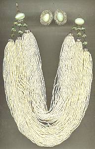 Set(s)Torsad Style Necklace & Ear Clips(Pale