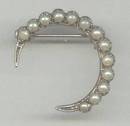Brooch/Victorian Revival Cresent W/Faux Pearls