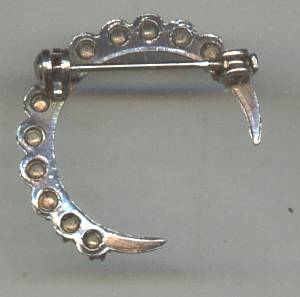 Brooch/Victorian Revival Cresent W/Faux Pearls