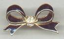 Brooch/C.1980's Small Black Enamel Bow W/RS