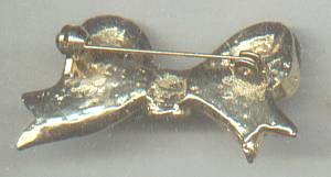 Brooch/C.1980's Small Black Enamel Bow W/RS