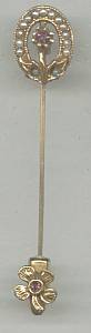 Stick Pin/Lapel Pin GT Victorian revival Style W/Faux Seed Pearls&RS