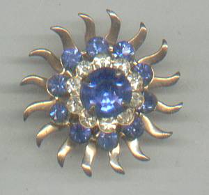 Brooch/C.1960's GT Starburst W/Blue Rhinestones
