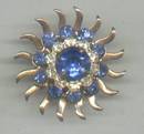 Brooch/C.1960's GT Starburst W/Blue Rhinestones