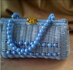 Purse/Straw/C. 1960's-1970's Turquoise