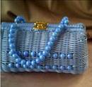 Purse/Straw/C. 1960's-1970's Turquoise
