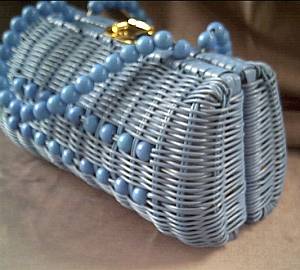 Purse/Straw/C. 1960's-1970's Turquoise