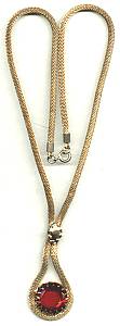 Necklace/GT Mesh W/Large Red Glass Drop