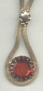 Necklace/GT Mesh W/Large Red Glass Drop