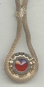 Necklace/GT Mesh W/Large Red Glass Drop