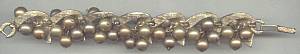 Set(s)/Bracelet&Ear Clips/Goldtone Leaves W/ Clusters Gold Bead Dangles