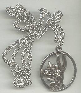 Necklace/Southwest Style ST W/Cactus Motif Pendent