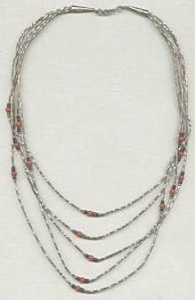 Necklace/Southwest Style 5 Strands Liquid Silver Type