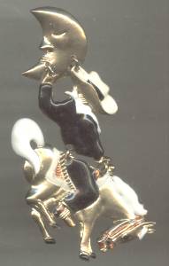 Brooch/Designer/DON-LIN/Lg. Articulated/Cowboy on Bucking Bronco