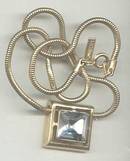 Necklace/Designer AVON GT Snake Chain W/LG SQ Glass Stone