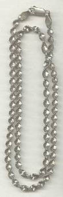 Necklace/925 Italy Woven-Twisted Necklace W/Beadding Along Edge