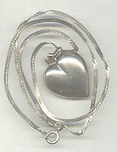 Necklace/Sterling Chain W/Puffy Heart
