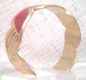Bracelet/Cuff/Contemporary Goldtone W/Red Enamel Inset