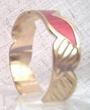 Bracelet/Cuff/Contemporary Goldtone W/Red Enamel Inset
