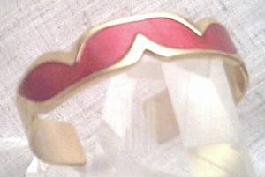Bracelet/Cuff/Contemporary Goldtone W/Red Enamel Inset