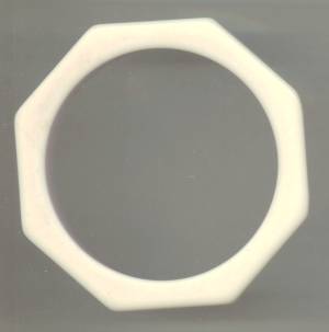 Bracelet/Bangle/Octogon/Creamy White Plastic W/Pale Pink