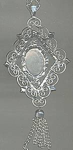 Set(s)/Contemporary Silvertone Necklace&Ear Clips With Glass Faux Cabachons