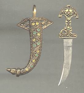 Slide/Hat or Scarf Clip/Damacene Type/Enameled Sword&Scabbard