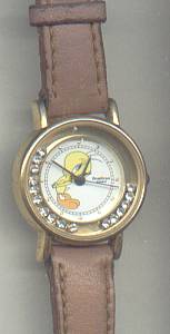 Watch/Tweetie Bird/Goldtone With Loose Rhinestone Ring/