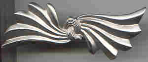 Brooch/Silvertone Scarf Motif
