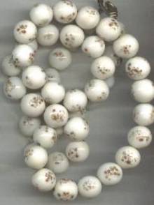 Necklace/Handmade White/Gold Glass Bead