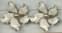 Earrings/ Screwbacks/Sterling/Enameled Flower W/Faux Pearl