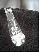 Purse/Clutch/Lg. Black Crocheted W/Clear Lucite Pull