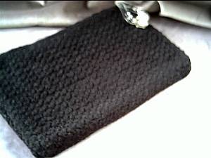 Purse/Clutch/Lg. Black Crocheted W/Clear Lucite Pull