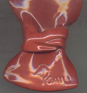 Scarf Slide/Handmade Ceramic/Large Red Bow