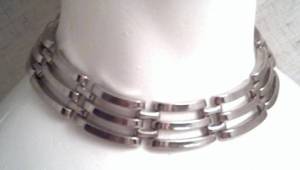 Necklace/Choker/Heavy Metal Link/Silvertone
