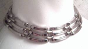 Necklace/Choker/Heavy Metal Link/Silvertone