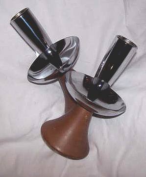Candle Holders/Turnned Wood and Chrome