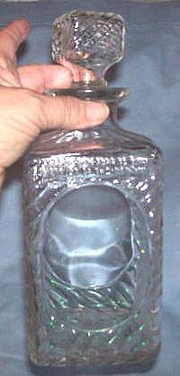 Glass/Old Mr. Boston Liquor Decanter Square With Molded Swirls