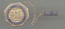 Service Pin/Hospital Volunteer Pin/1,000 Hours/Pollack Chicago-GF