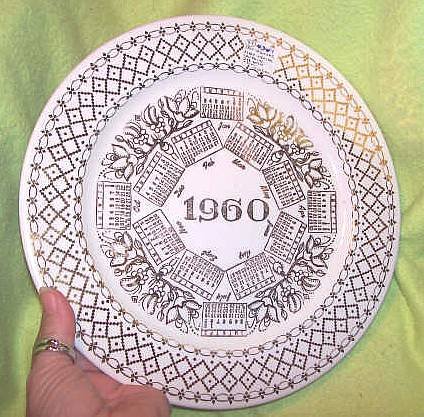 Porcelain/Ceramic 1960 Calender Plate