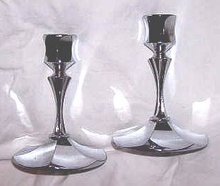 Metalware/Irvinware Fluted Chrome Candle Sticks